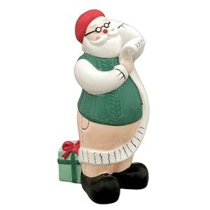 St Nicholas Square Ceramic Santa Checking His List ChristmasTable Decor 7.5”Tall